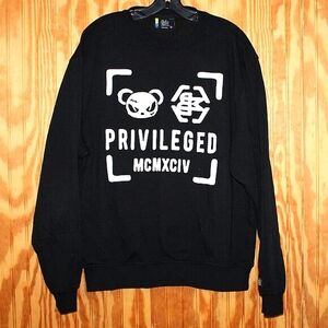 Bleecker & Mercer "Privileged" Graphic Sweatshirt - Black - Size L